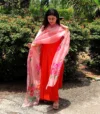 Peachy Blossom Organza Dupatta