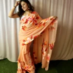 Sunset peach- pink saree